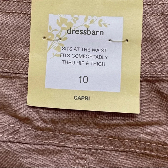Dressbarn Capri Pants Pale Pastel Pink Drawstring Wide-Leg Cotton 10 NWT - Picture 11 of 13